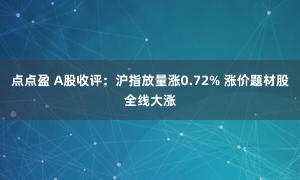 点点盈 A股收评：沪指放量涨0.72% 涨价题材股全线大涨